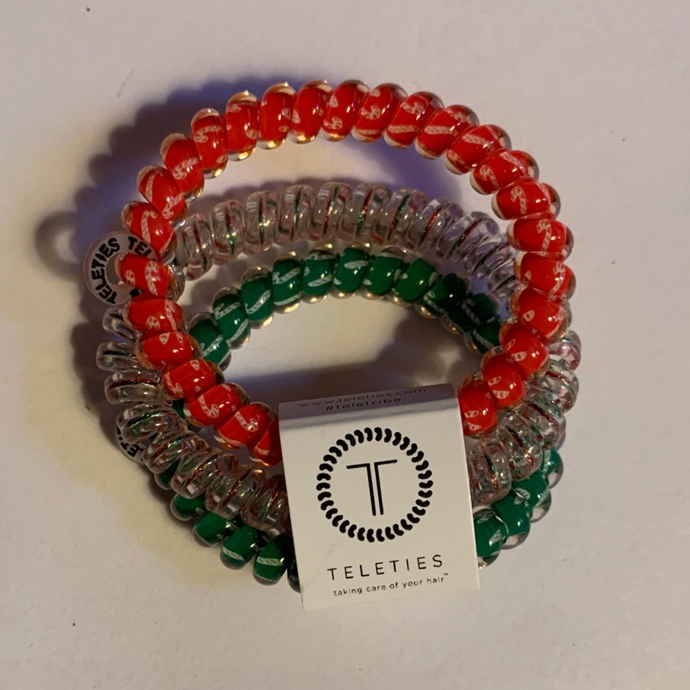 Teleties Vibrant Red and Green Hair Ties Set